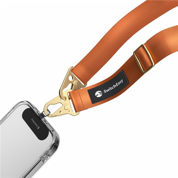 SWITCHEASY Ultra Slim Metal Tether Tabs with 25mm Nylon Lanyard for Cell Phones Anti-Lost Adjustable Strap - Orange