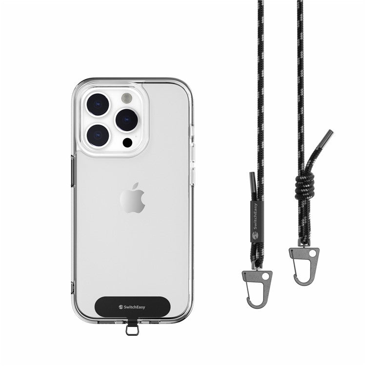 SWITCHEASY Metal Tether Tabs for Cell Phones Adjustable Strap Slim 6mm Nylon Lanyard - Black