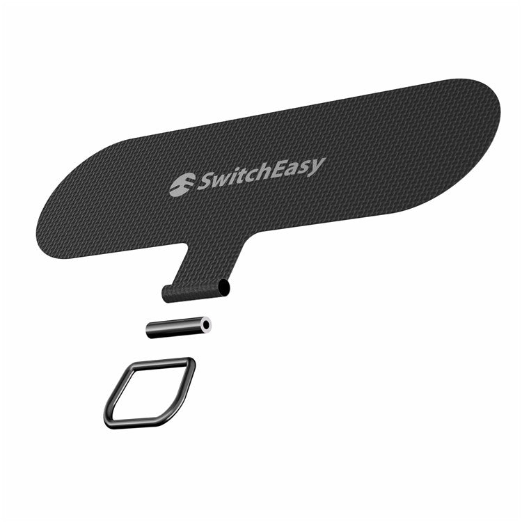 SWITCHEASY Metal Tether Tabs for Cell Phones Adjustable Strap Slim 6mm Nylon Lanyard - Black