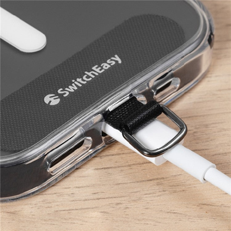 SWITCHEASY Metal Tether Tabs for Cell Phones Adjustable Strap Slim 6mm Nylon Lanyard - Grey