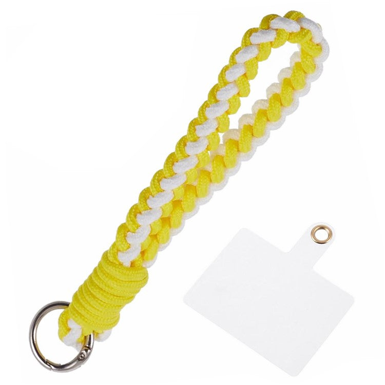 A6 Phone Lanyard Four-Strand Braided Wrist Strap Phone Rope with Tether Tab - Yellow+White