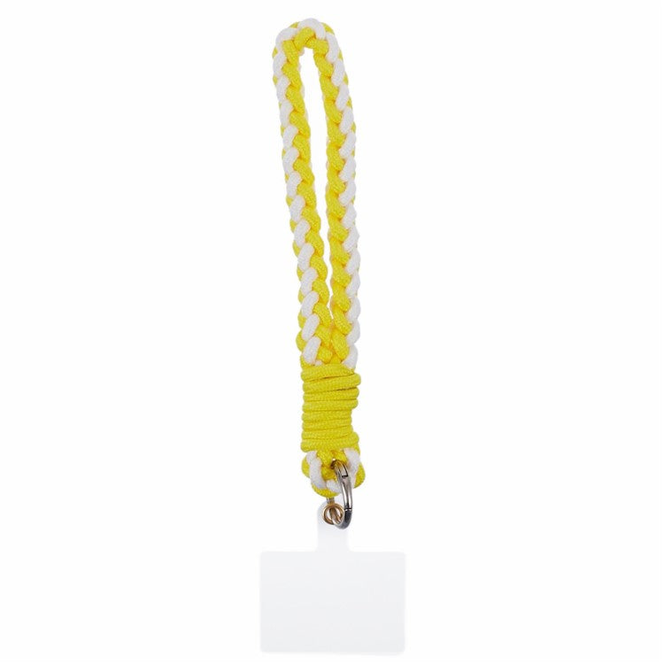 A6 Phone Lanyard Four-Strand Braided Wrist Strap Phone Rope with Tether Tab - Yellow+White