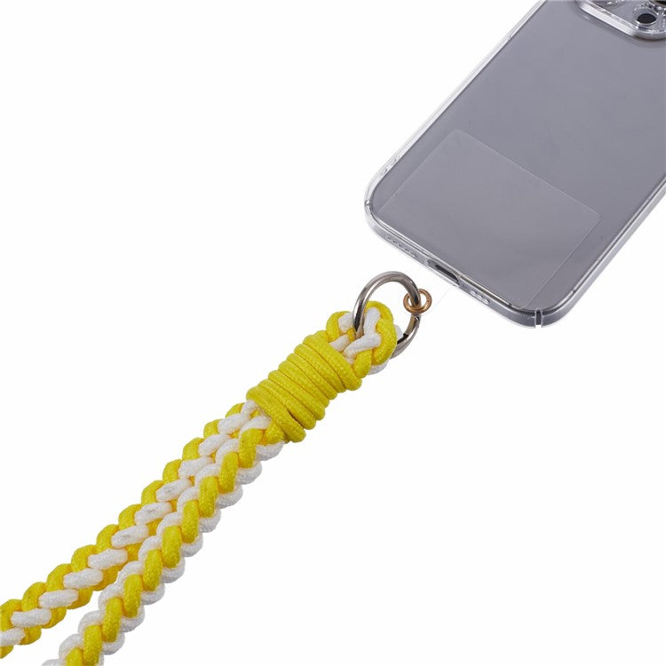 A6 Phone Lanyard Four-Strand Braided Wrist Strap Phone Rope with Tether Tab - Yellow+White