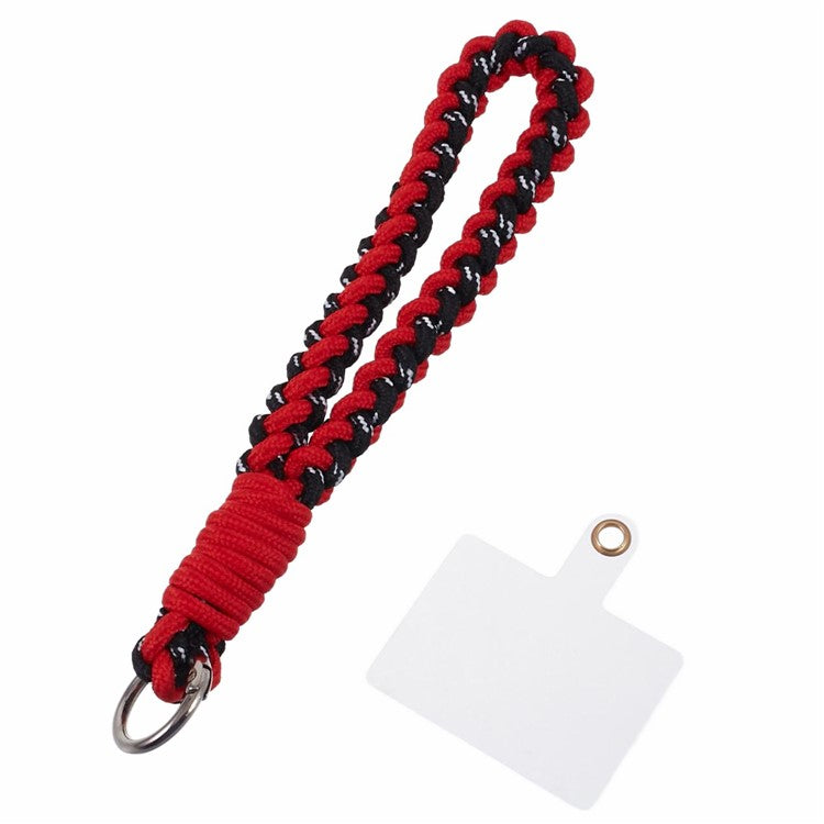 A6 Phone Lanyard Four-Strand Braided Wrist Strap Phone Rope with Tether Tab - Red+Black