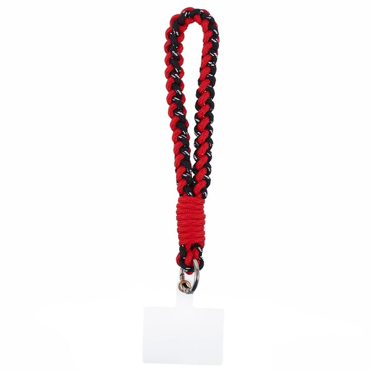 A6 Phone Lanyard Four-Strand Braided Wrist Strap Phone Rope with Tether Tab - Red+Black