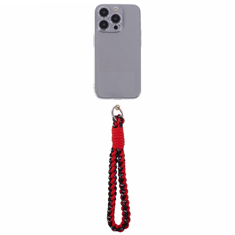 A6 Phone Lanyard Four-Strand Braided Wrist Strap Phone Rope with Tether Tab - Red+Black