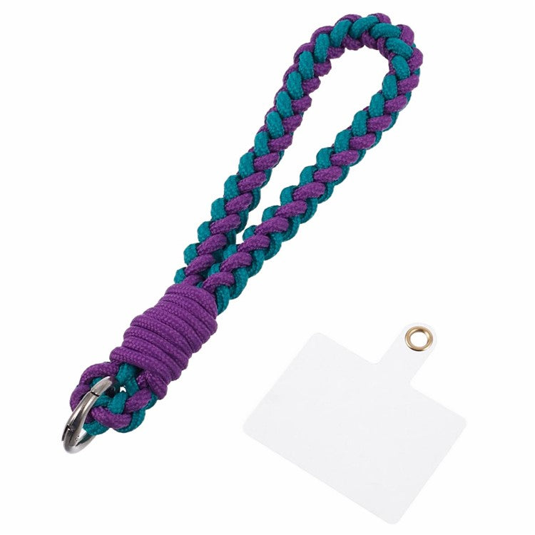 A6 Phone Lanyard Four-Strand Braided Wrist Strap Phone Rope with Tether Tab - Dark Purple+Blue