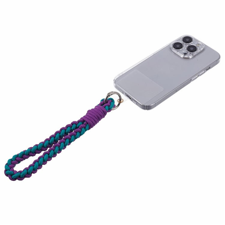 A6 Phone Lanyard Four-Strand Braided Wrist Strap Phone Rope with Tether Tab - Dark Purple+Blue