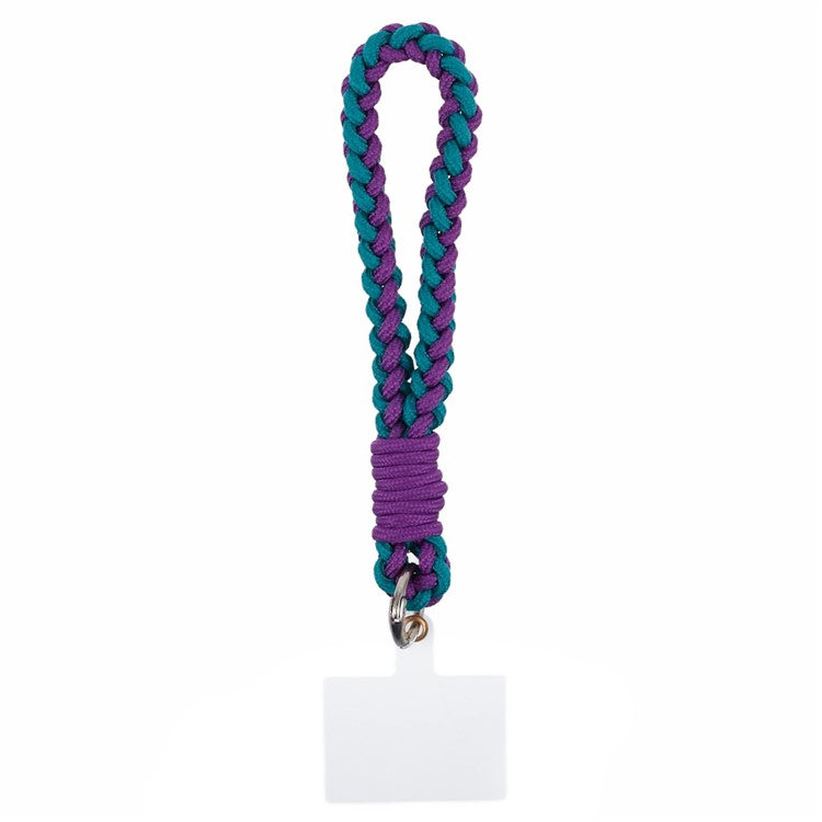 A6 Phone Lanyard Four-Strand Braided Wrist Strap Phone Rope with Tether Tab - Dark Purple+Blue