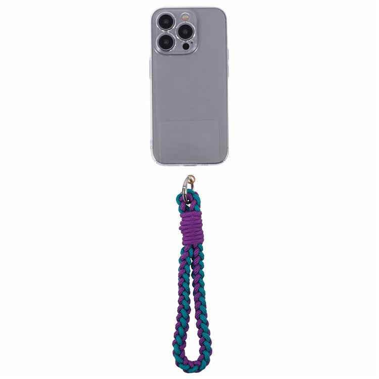 A6 Phone Lanyard Four-Strand Braided Wrist Strap Phone Rope with Tether Tab - Dark Purple+Blue