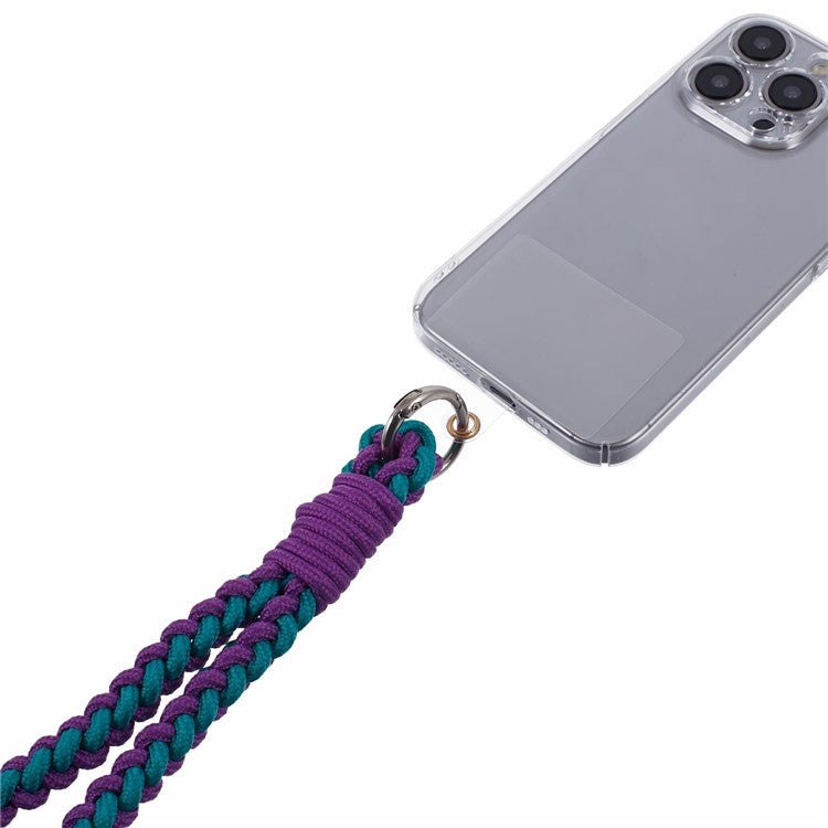 A6 Phone Lanyard Four-Strand Braided Wrist Strap Phone Rope with Tether Tab - Dark Purple+Blue