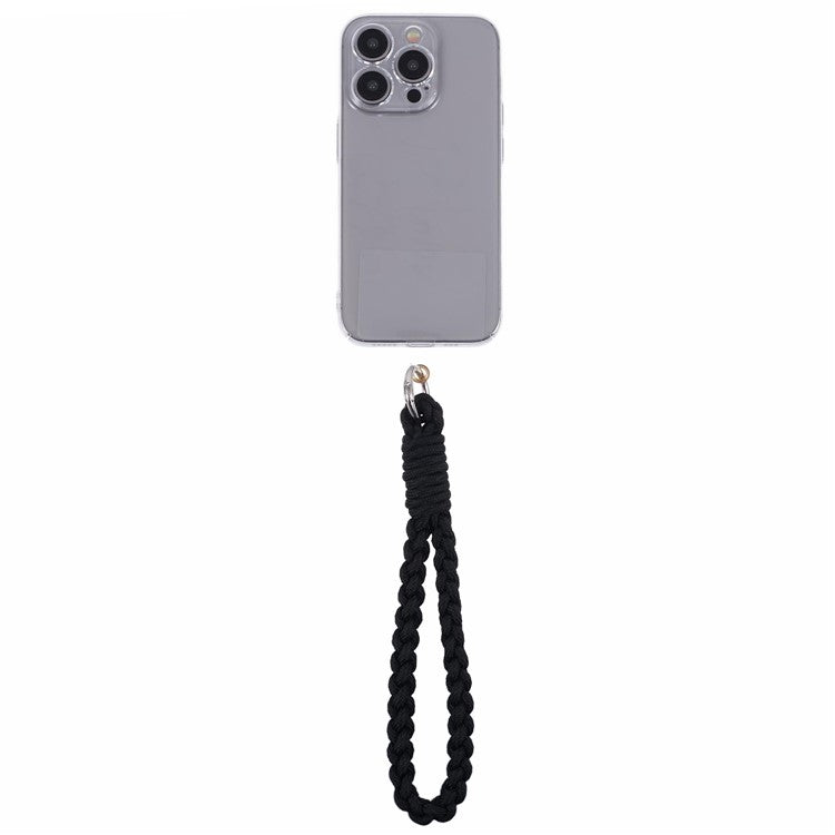 A6 Phone Lanyard Four-Strand Braided Wrist Strap Phone Rope with Tether Tab - Black