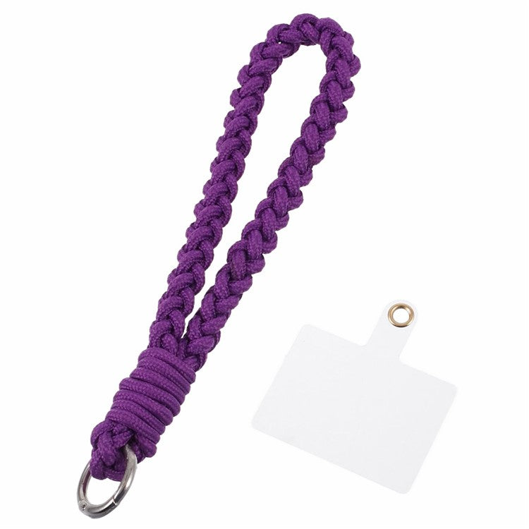 A6 Phone Lanyard Four-Strand Braided Wrist Strap Phone Rope with Tether Tab - Purple