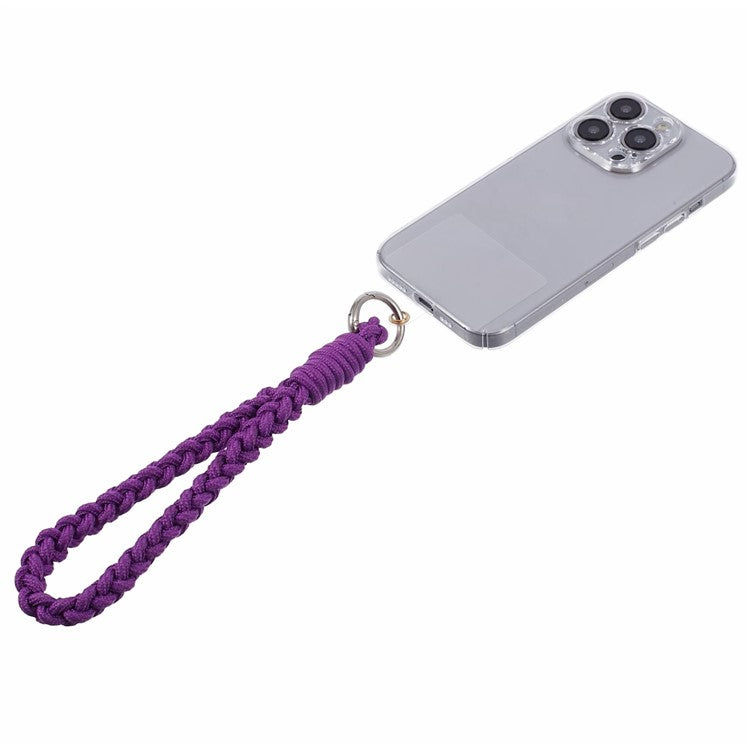 A6 Phone Lanyard Four-Strand Braided Wrist Strap Phone Rope with Tether Tab - Purple