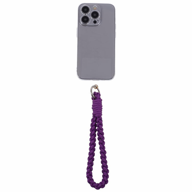 A6 Phone Lanyard Four-Strand Braided Wrist Strap Phone Rope with Tether Tab - Purple