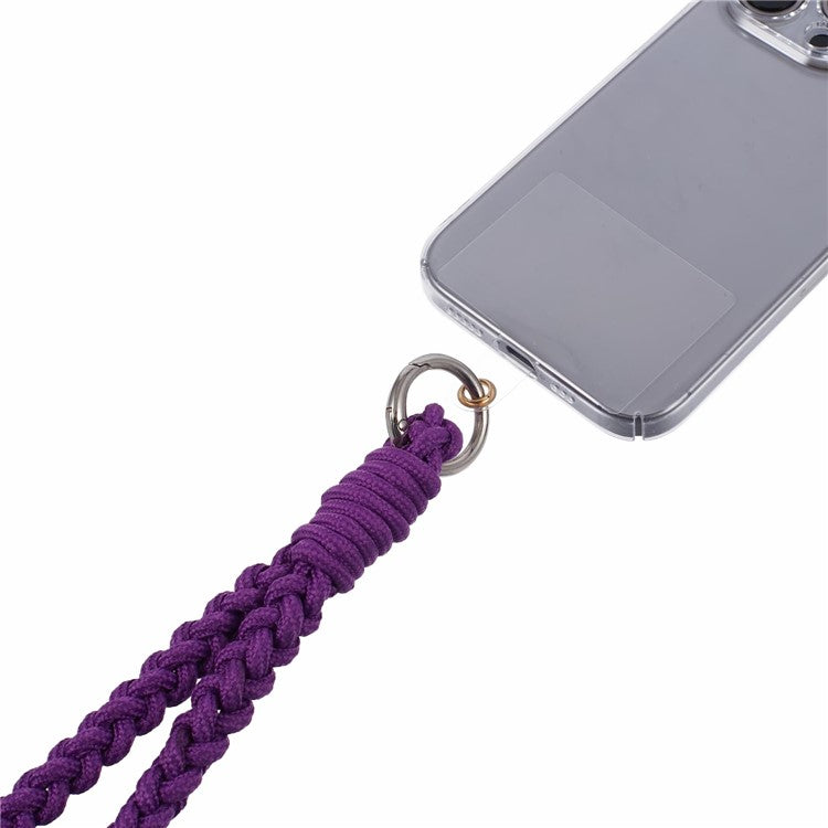 A6 Phone Lanyard Four-Strand Braided Wrist Strap Phone Rope with Tether Tab - Purple