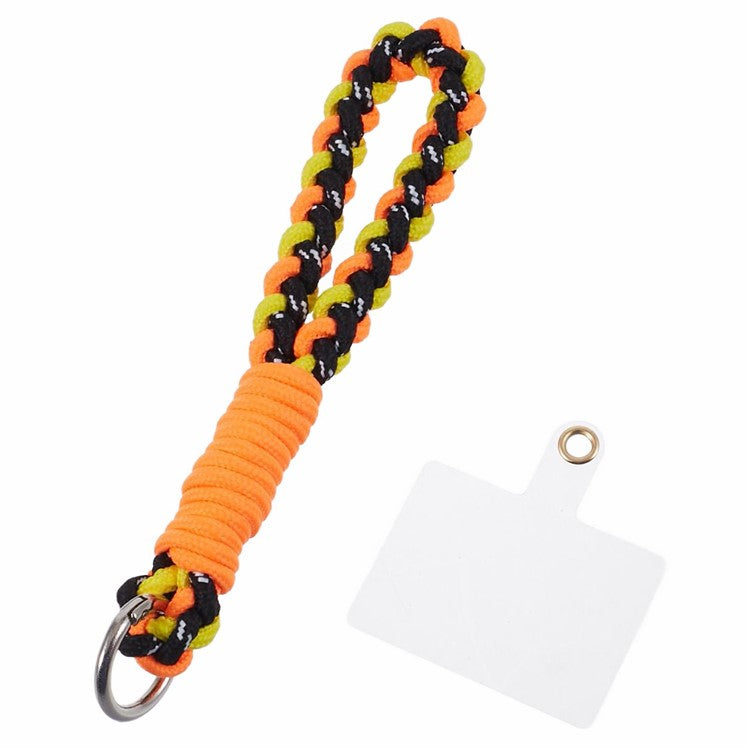 A6 Phone Lanyard Four-Strand Braided Wrist Strap Phone Rope with Tether Tab - Orange+Yellow+Black