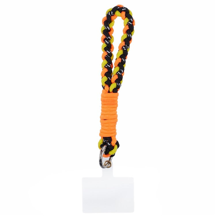 A6 Phone Lanyard Four-Strand Braided Wrist Strap Phone Rope with Tether Tab - Orange+Yellow+Black