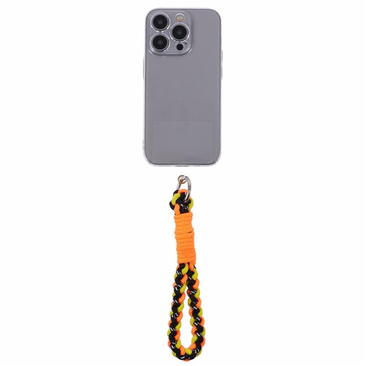 A6 Phone Lanyard Four-Strand Braided Wrist Strap Phone Rope with Tether Tab - Orange+Yellow+Black