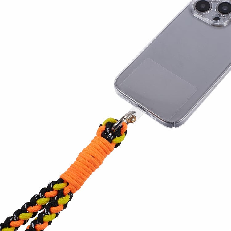 A6 Phone Lanyard Four-Strand Braided Wrist Strap Phone Rope with Tether Tab - Orange+Yellow+Black