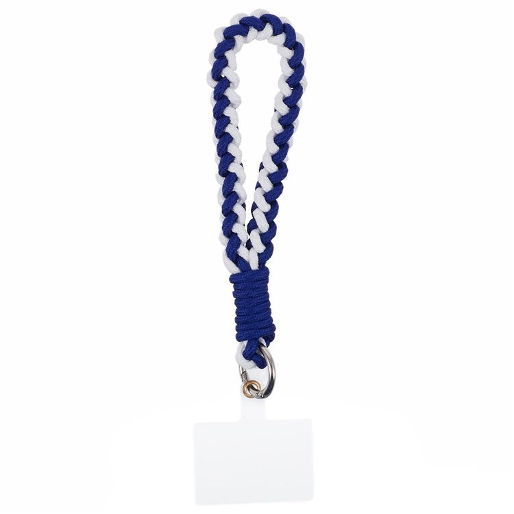 A6 Phone Lanyard Four-Strand Braided Wrist Strap Phone Rope with Tether Tab - Blue+White