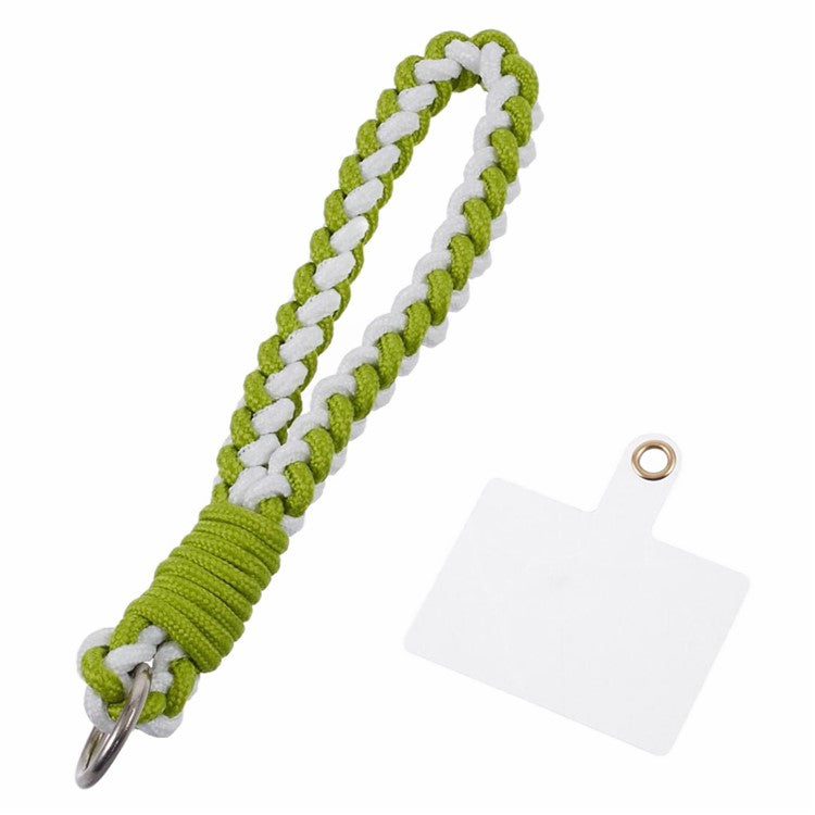 A6 Phone Lanyard Four-Strand Braided Wrist Strap Phone Rope with Tether Tab - Green+White