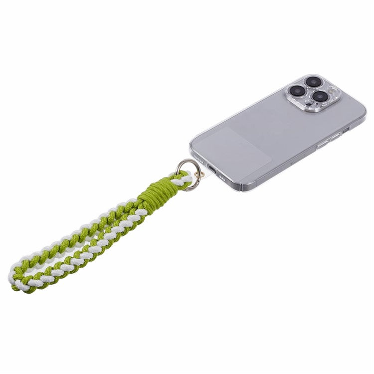 A6 Phone Lanyard Four-Strand Braided Wrist Strap Phone Rope with Tether Tab - Green+White