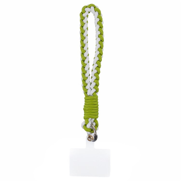 A6 Phone Lanyard Four-Strand Braided Wrist Strap Phone Rope with Tether Tab - Green+White