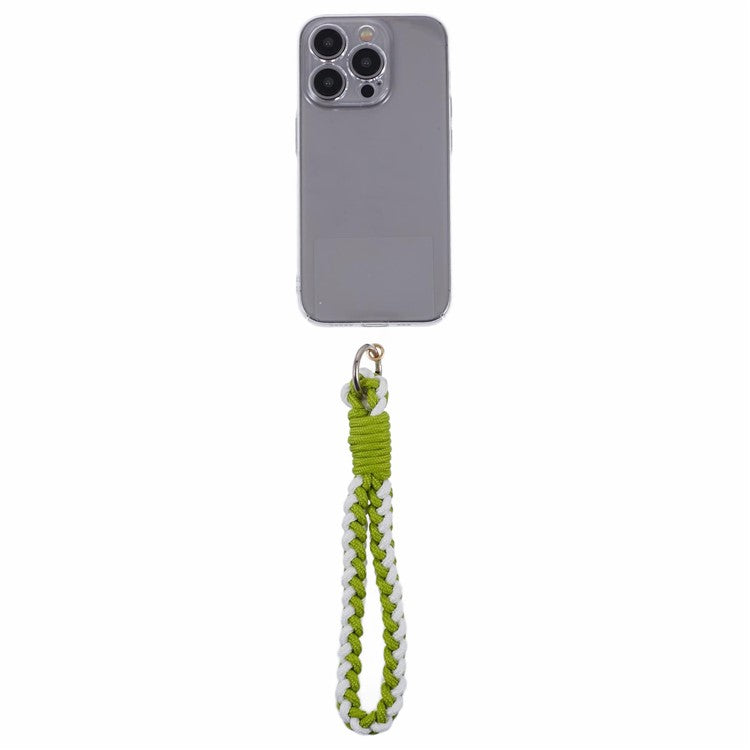 A6 Phone Lanyard Four-Strand Braided Wrist Strap Phone Rope with Tether Tab - Green+White