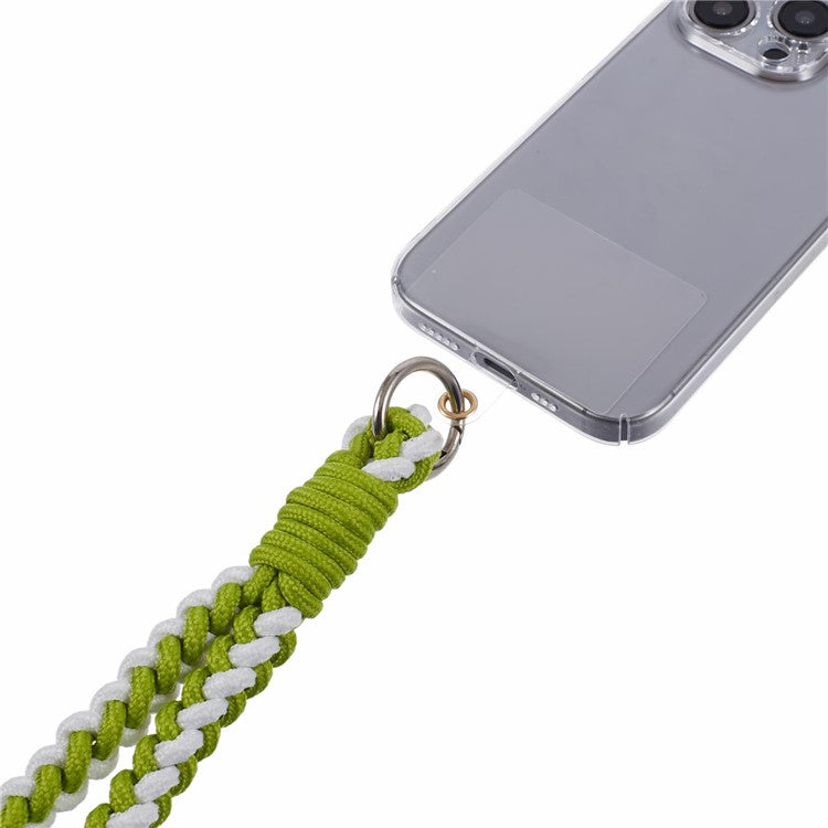 A6 Phone Lanyard Four-Strand Braided Wrist Strap Phone Rope with Tether Tab - Green+White