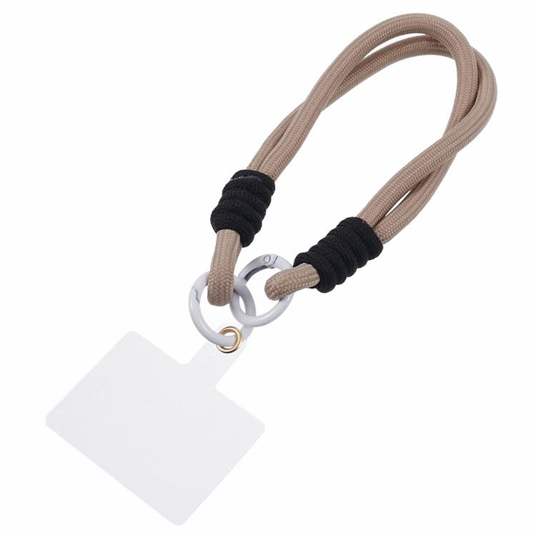 A4 Universal Phone Wrist Strap Lanyard Cameras Keyring Holder Short Strap with Tether Tab - Brown+Black