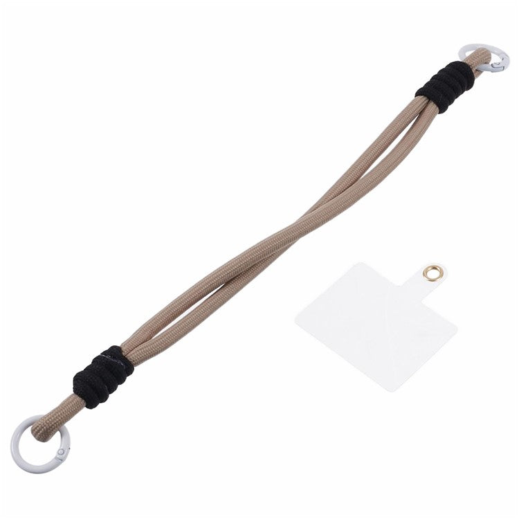 A4 Universal Phone Wrist Strap Lanyard Cameras Keyring Holder Short Strap with Tether Tab - Brown+Black