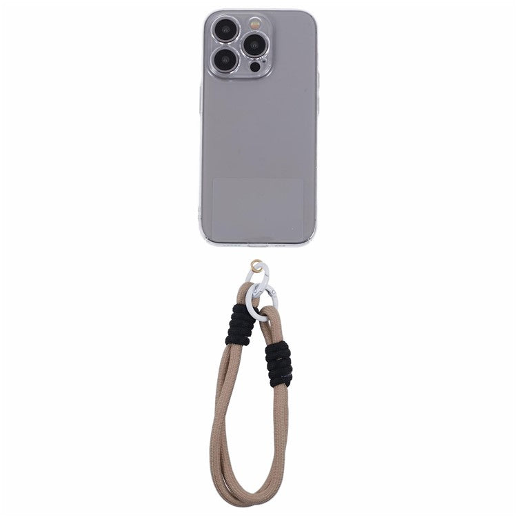 A4 Universal Phone Wrist Strap Lanyard Cameras Keyring Holder Short Strap with Tether Tab - Brown+Black