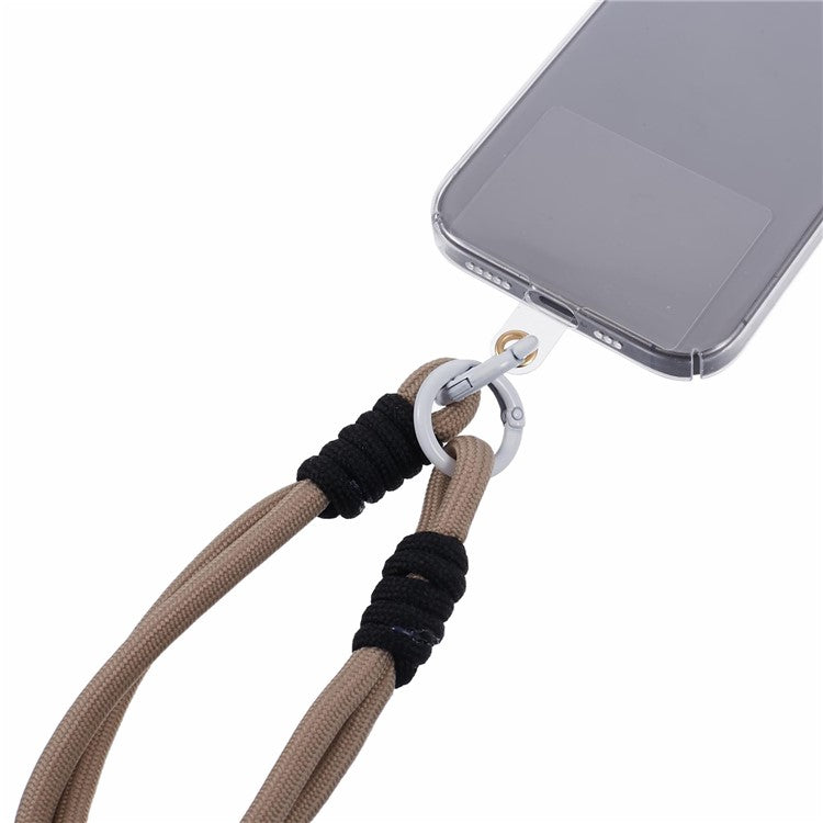 A4 Universal Phone Wrist Strap Lanyard Cameras Keyring Holder Short Strap with Tether Tab - Brown+Black