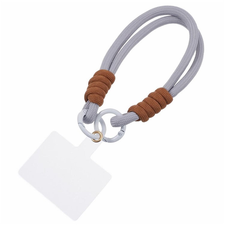 A4 Universal Phone Wrist Strap Lanyard Cameras Keyring Holder Short Strap with Tether Tab - Grey+Brown