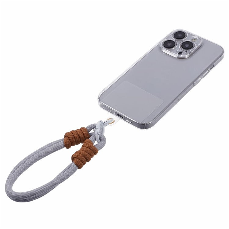 A4 Universal Phone Wrist Strap Lanyard Cameras Keyring Holder Short Strap with Tether Tab - Grey+Brown