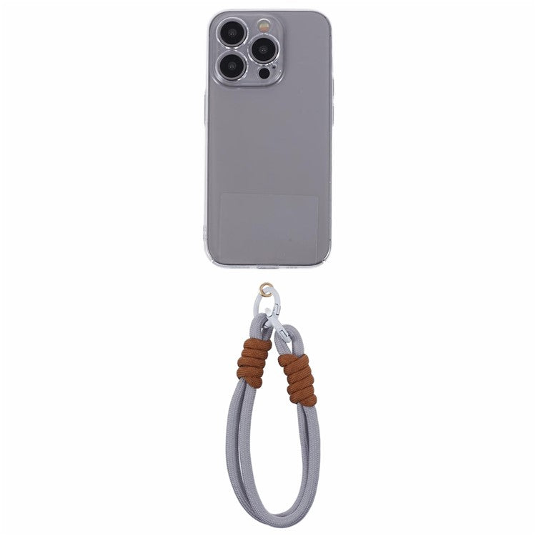 A4 Universal Phone Wrist Strap Lanyard Cameras Keyring Holder Short Strap with Tether Tab - Grey+Brown