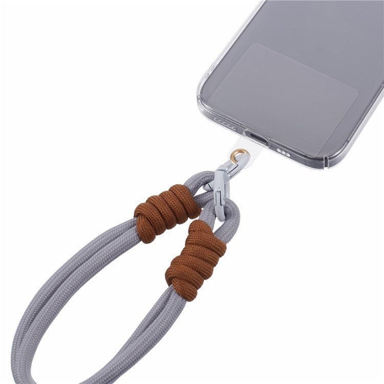 A4 Universal Phone Wrist Strap Lanyard Cameras Keyring Holder Short Strap with Tether Tab - Grey+Brown