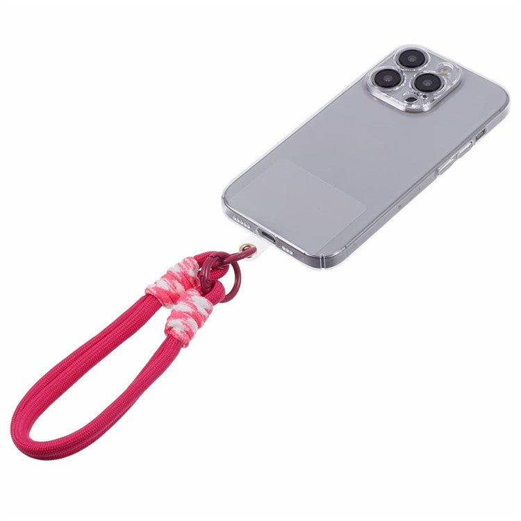 A4 Universal Phone Wrist Strap Lanyard Cameras Keyring Holder Short Strap with Tether Tab - Rose+Pink