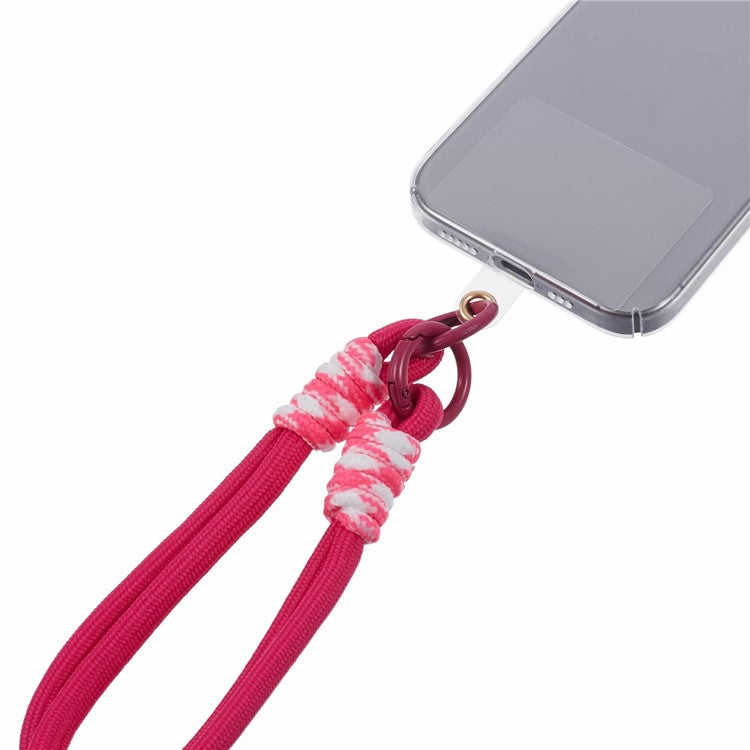 A4 Universal Phone Wrist Strap Lanyard Cameras Keyring Holder Short Strap with Tether Tab - Rose+Pink