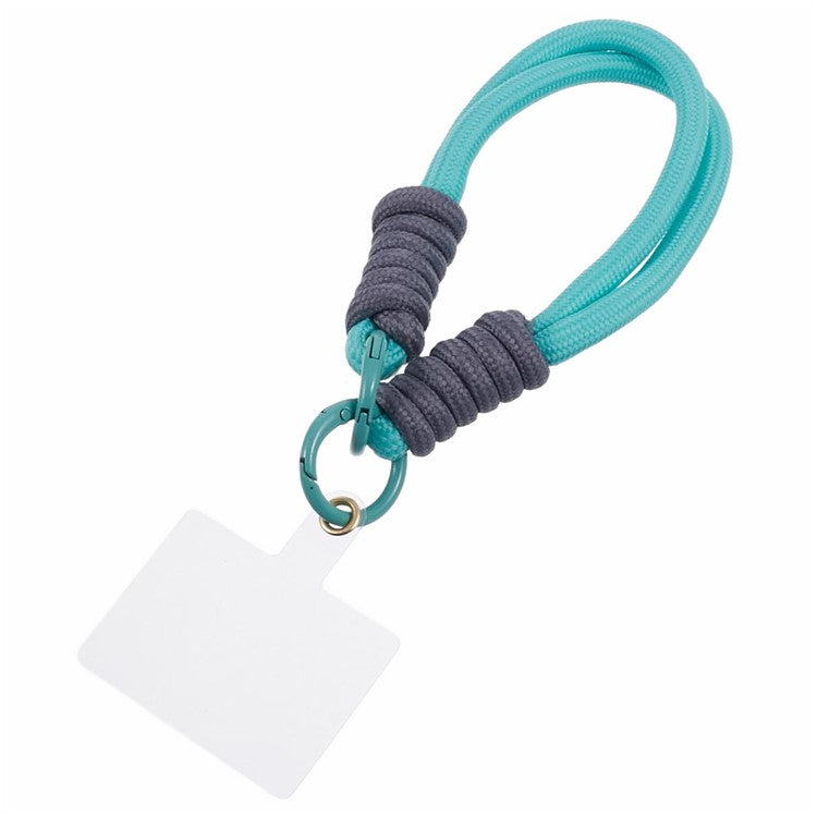 A4 Universal Phone Wrist Strap Lanyard Cameras Keyring Holder Short Strap with Tether Tab - Green+Grey