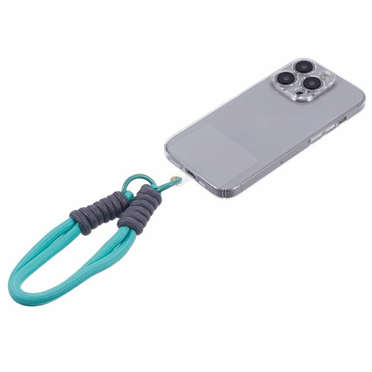 A4 Universal Phone Wrist Strap Lanyard Cameras Keyring Holder Short Strap with Tether Tab - Green+Grey