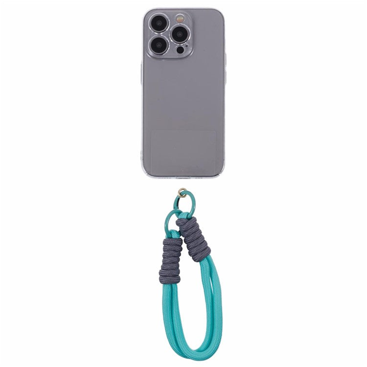 A4 Universal Phone Wrist Strap Lanyard Cameras Keyring Holder Short Strap with Tether Tab - Green+Grey