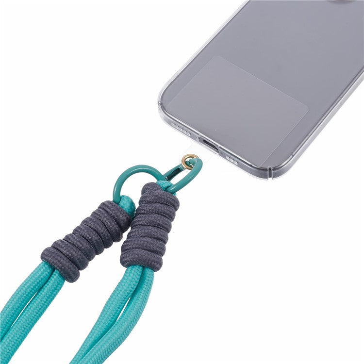 A4 Universal Phone Wrist Strap Lanyard Cameras Keyring Holder Short Strap with Tether Tab - Green+Grey