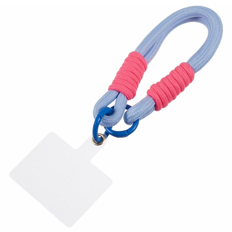 A4 Universal Phone Wrist Strap Lanyard Cameras Keyring Holder Short Strap with Tether Tab - Blue+Pink