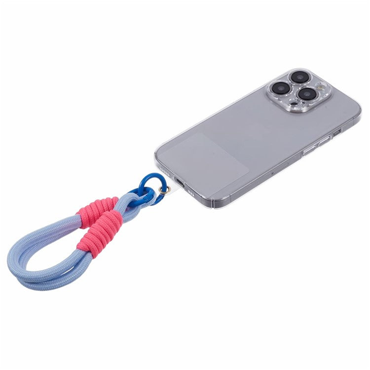 A4 Universal Phone Wrist Strap Lanyard Cameras Keyring Holder Short Strap with Tether Tab - Blue+Pink