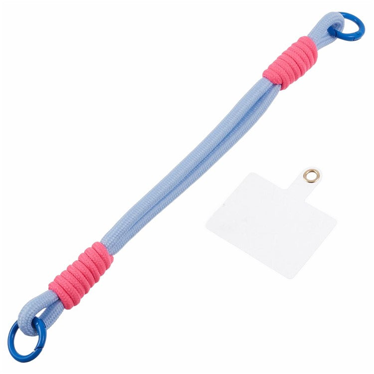 A4 Universal Phone Wrist Strap Lanyard Cameras Keyring Holder Short Strap with Tether Tab - Blue+Pink