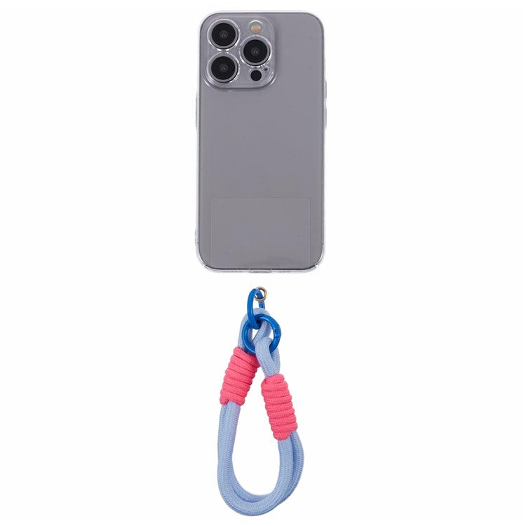 A4 Universal Phone Wrist Strap Lanyard Cameras Keyring Holder Short Strap with Tether Tab - Blue+Pink