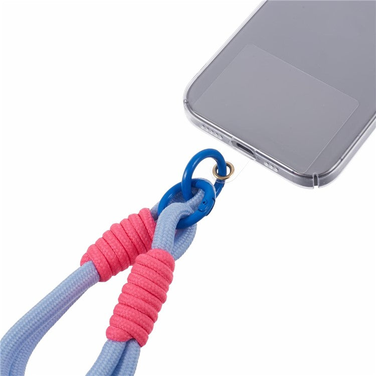 A4 Universal Phone Wrist Strap Lanyard Cameras Keyring Holder Short Strap with Tether Tab - Blue+Pink