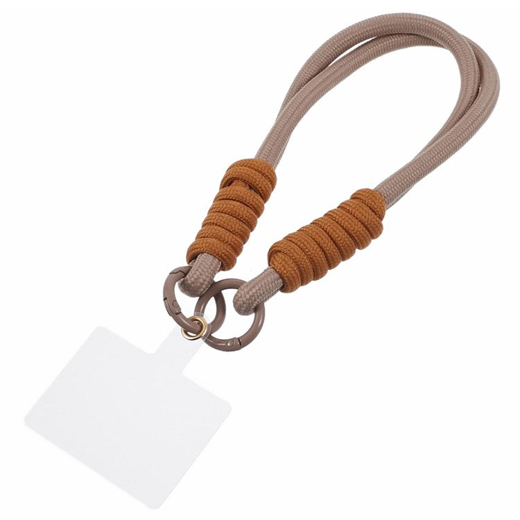 A4 Universal Phone Wrist Strap Lanyard Cameras Keyring Holder Short Strap with Tether Tab - Brown+Brown